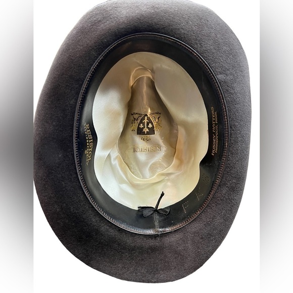 RESISTOL SELF CONFORMING 7 1/8 Brown felt Feather and Corded Brim Vintage Hunter - Picture 5 of 11